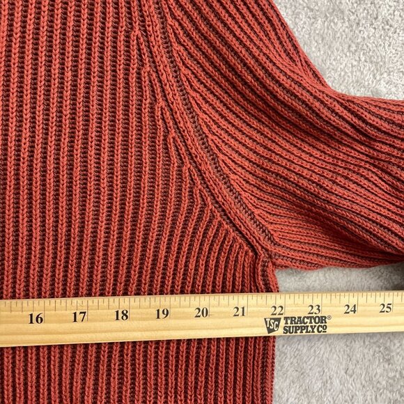 NEW Lands' End Men's M Drifter Half-Zip Sweater Ribbed Rust Red Cotton - Picture 5 of 10